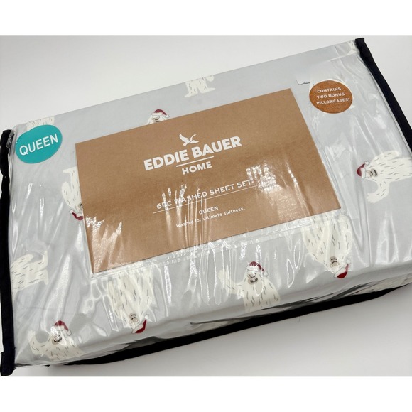 Eddie Bauer Yeti Sasquatch Christmas‎ Sheet Set 6PC Queen NEW